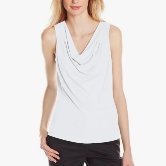 Calvin Klein White Drape Neck Cowl Tank Top - Picture 5 of 5